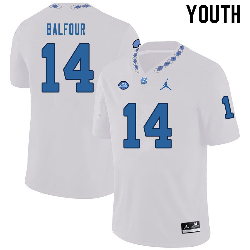 Youth #14 Dontae Balfour North Carolina Tar Heels College Football Jerseys Sale-White